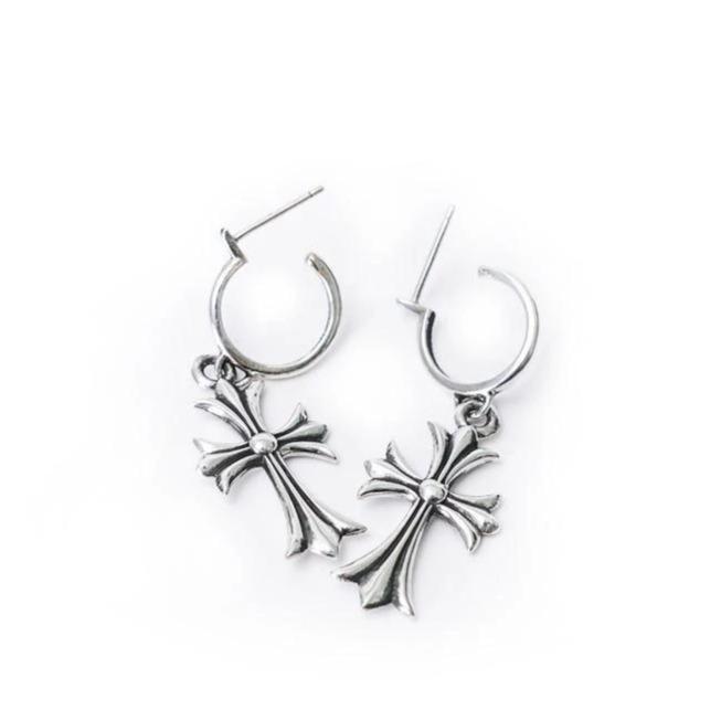 Tiny Cross Hoop Earring