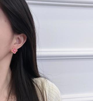 Van Cleef & Arpels Rosy Clover Bloom Clip-On Earrings
