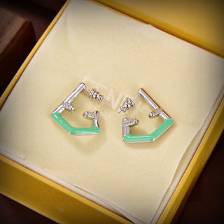 FENDI Crystal FF Geometric Drop Earrings