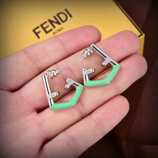FENDI Crystal FF Geometric Drop Earrings