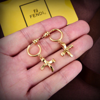 FENDI Ribbon FF Hoop Earrings