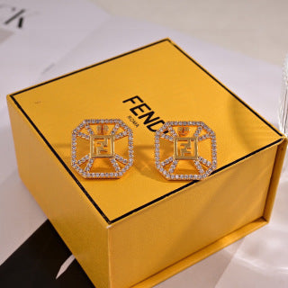 FENDI Pavé FF Frame Stud Earrings