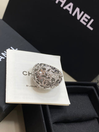 CHANEL Valerisse Silver Ornamental Statement Ring