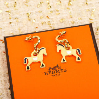 Hermès Équestre Horse Charm Drop Earrings
