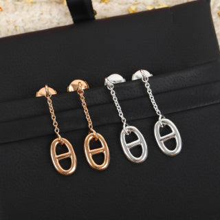 Hermès Chaine d’Ancre Oval Drop Link Earrings