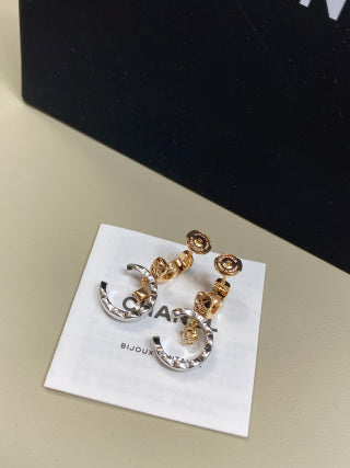 CHANEL Selene Quilted Moon Drop Earrings