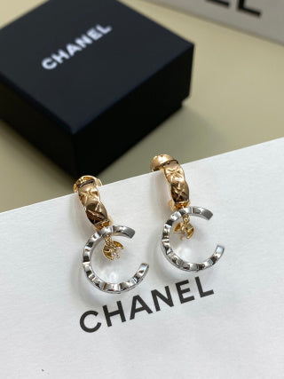 CHANEL Selene Quilted Moon Drop Earrings