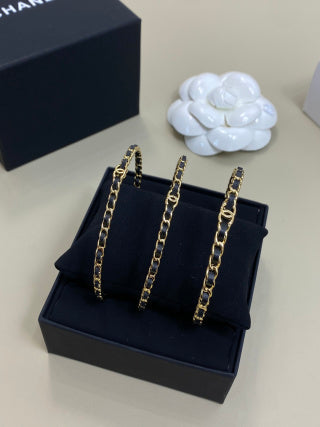 CHANEL Mirevane Triple Layer Leather Chain Bracelet