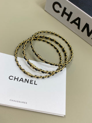 CHANEL Mirevane Triple Layer Leather Chain Bracelet