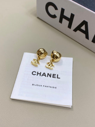 CHANEL Camellia Belle Gold Flower Stud Earrings