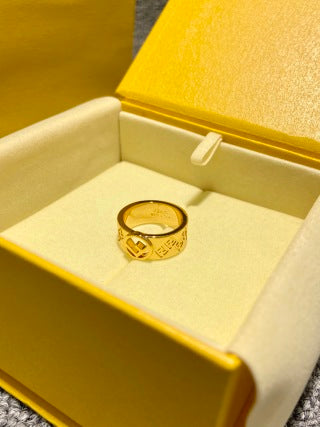 FENDI FF Motif Engraved Band Ring