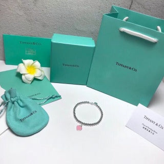 Tiffany Heart Tag Pink Enamel Bead Bracelet – Elegant Luxury Jewelry