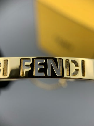 FENDI Logo Edge Slim Cuff Bracelet