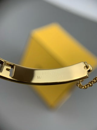 FENDI Logo Edge Slim Cuff Bracelet