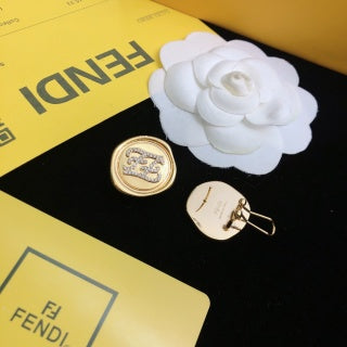 FENDI FF Medallion Logo Stud Earrings