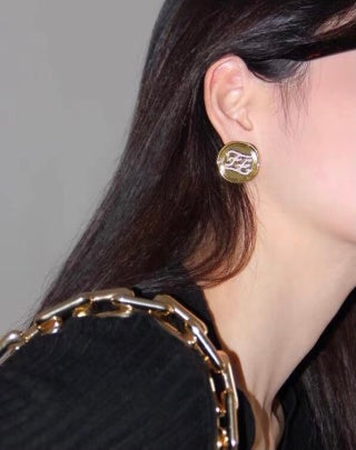 FENDI FF Medallion Logo Stud Earrings