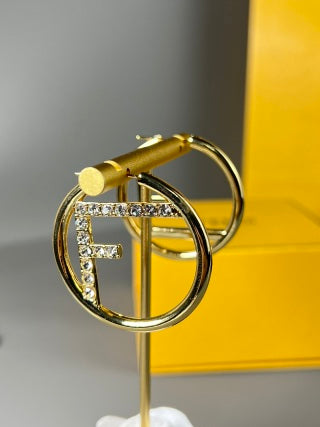 FENDI Crystal FF Circle Hoop Earrings