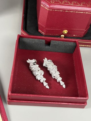 Cartier Plume Parrot Diamond Drop Earrings