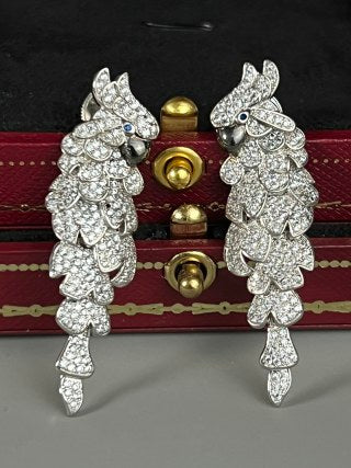 Cartier Plume Parrot Diamond Drop Earrings