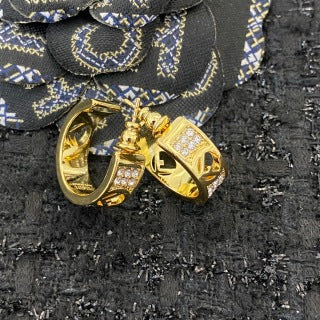 FENDI Crystal FF Hoop Stud Earrings