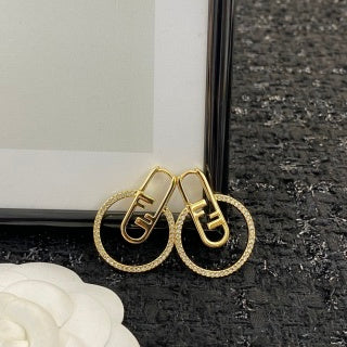 FENDI Crystal Circle Link Drop Earrings