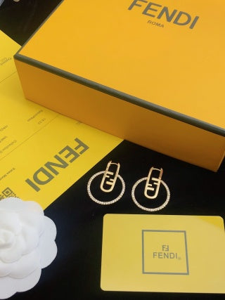 FENDI Crystal FF Circle Drop Earrings
