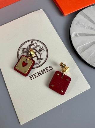 Hermès Kelly Lock Heart Enamel Stud Earrings