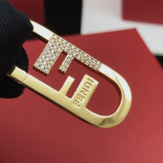 FENDI Pavé FF Ribbon Hoop Earrings