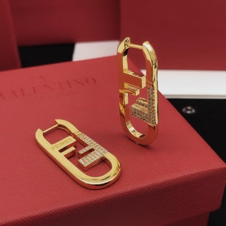 FENDI Pavé FF Ribbon Hoop Earrings