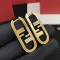 FENDI Pavé FF Ribbon Hoop Earrings