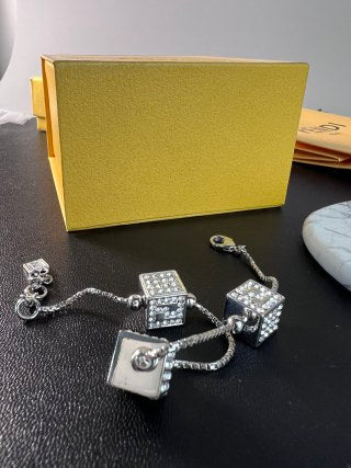 FENDI Crystal FF Square Charm Bracelet