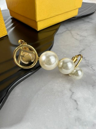 FENDI Pearl FF Charm Ear Jacket Earrings