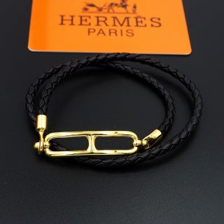 Hermès Rivale Double Wrap Leather Bracelet