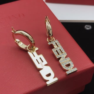 FENDI FF Logo Drop Hoop Earrings
