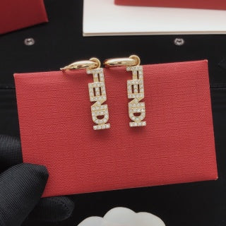 FENDI FF Logo Drop Hoop Earrings