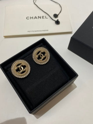 CHANEL Opaline Pearl Halo Stud Earrings