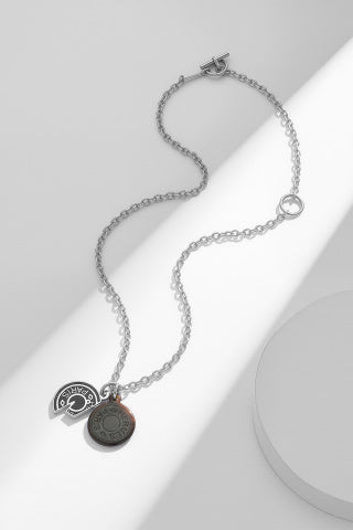 Hermès Duo Tone Medor Circle Toggle Necklace