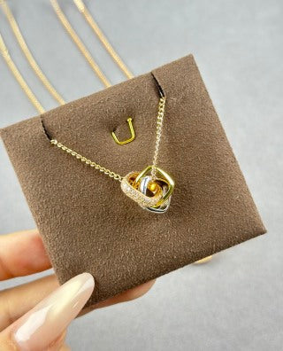 Cartier Square Three-Ring Tricolor Necklace