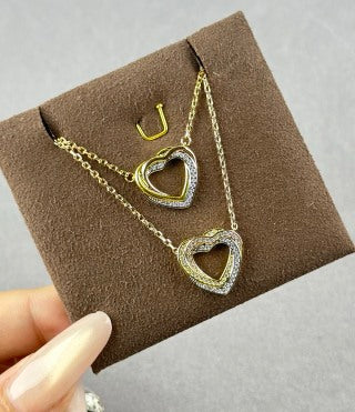 Cartier Heart-Shaped Three-Ring Tricolor Necklace