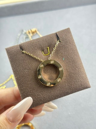 Cartier large round pendant necklace with six diamonds