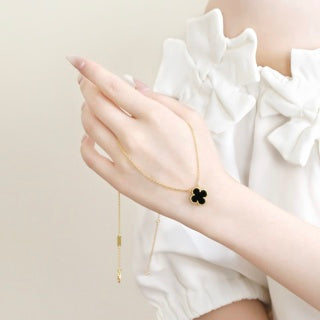 Van Cleef & Arpels Onyx Alhambra Clover Pendant Necklace
