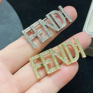 FENDI Crystal Logo Statement Brooch