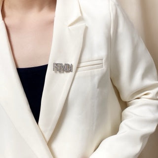 FENDI Crystal Logo Statement Brooch