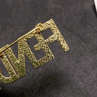 FENDI Crystal Logo Statement Brooch
