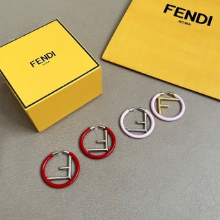 FENDI FF Color Frame Hoop Stud Earrings
