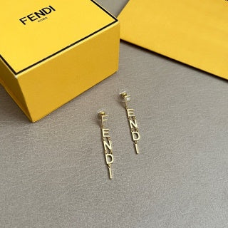 FENDI Vertical Logo Drop Stud Earrings
