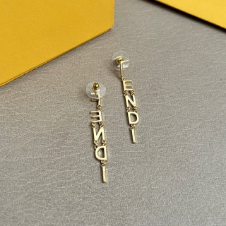 FENDI Vertical Logo Drop Stud Earrings