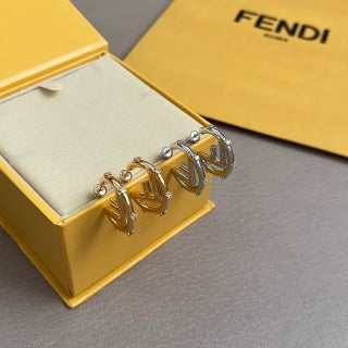 FENDI FF Mini Charm Hoop Stud Earrings