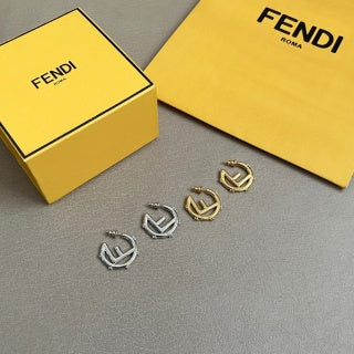 FENDI FF Mini Charm Hoop Stud Earrings