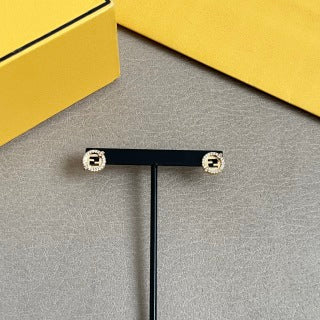 FENDI Crystal FF Medallion Stud Earrings